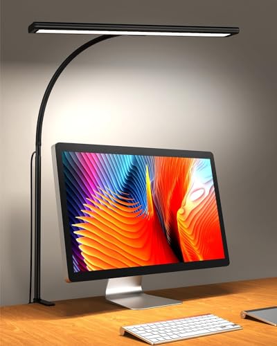 iFalarila 10 W skrivbordslampa dimbar med fjärrkontroll | 160 LED superljus klämma med USB-adapter | 3 färgtemperaturer och 10 ljusstyrkenivåer | 70 cm flexibel svanhals (utan fjärrkontroll)