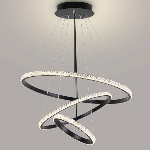 JDONG LED-pendellampa kristallhängande lampa matbord,54W LED-pendellampa & pendellampor höjdjusterbar för matsal vardagsrum,dimbar pendellampa aluminium med fjärrkontroll