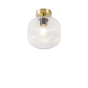 Plafond Mässing: Klassisk Elegans för Ditt Hem Qazqa - Inomhus Art Deco taklampa mässing - Karel - Art Deco - Lämplig för LED E27 | 1 ljus - Glas Plafonder - Lämplig för Vardagsrum |