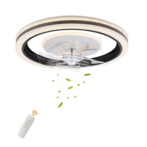 UYRTOY 18,5 tum modern fläkt taklampa, takfläkt för taklampa dimbar LED-lampa med fjärrkontroll 3 färgtemperaturer och 6 hastigheter fjärrstyrd tystgående